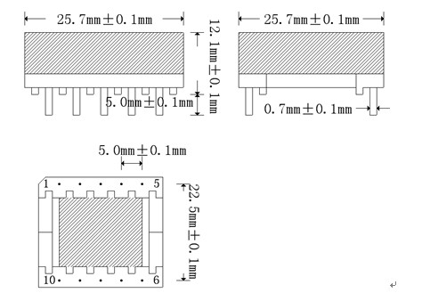 EFD25 H pin5+5外觀尺寸圖